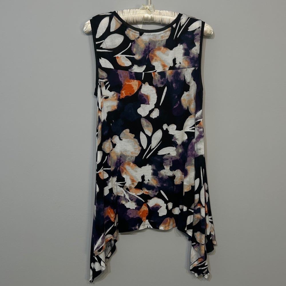 Simply Vera Vera Wang Tank Top Womens S Black Floral Sharkbite‎ Excellent B104